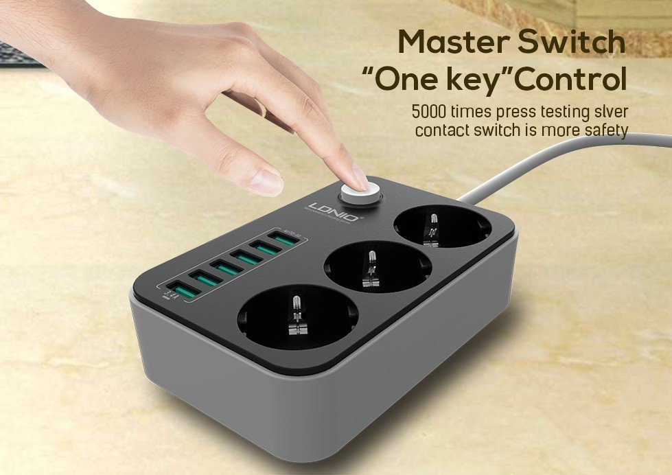 Ldnio 6 Usb Ports And 3 Power Socket Extension (1)