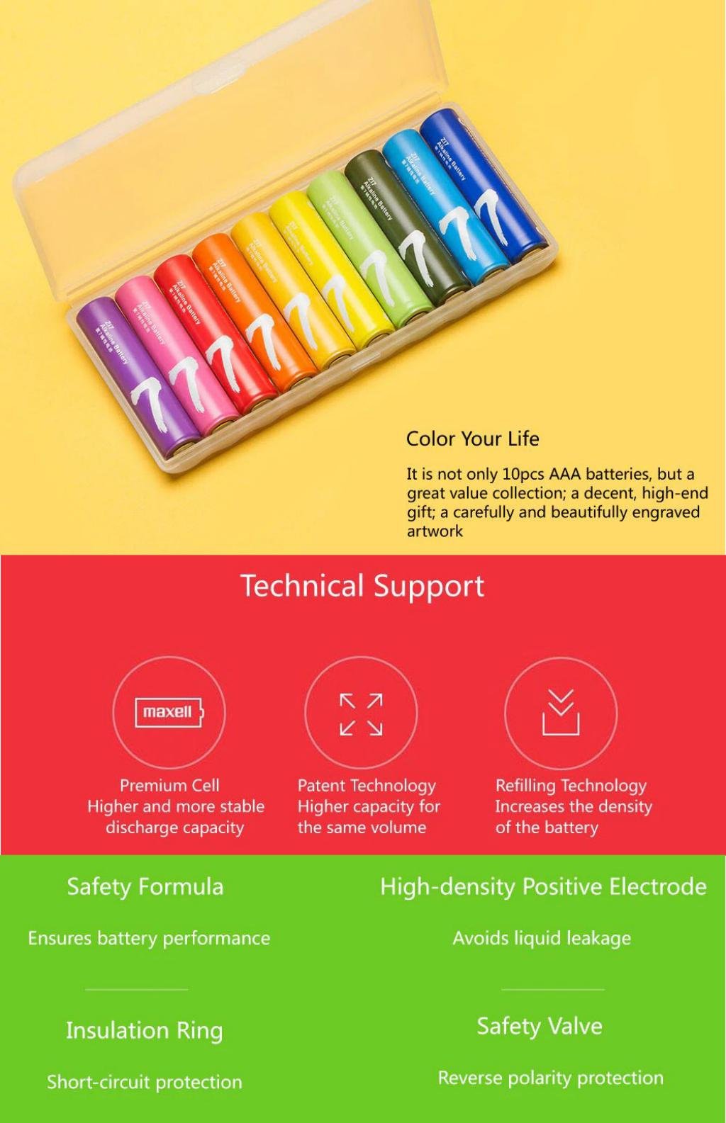Xiaomi Zmi Rainbow Aaa Alkaline Battery Set 10 Pcs (3)