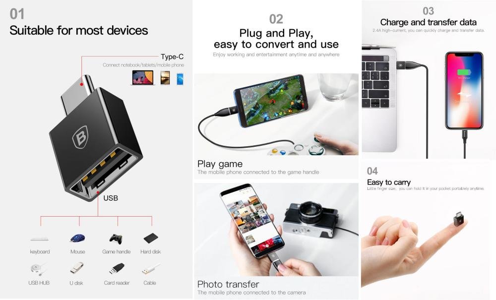 Baseus Type C Male To Usb Female Cable Adapter Converter (1)