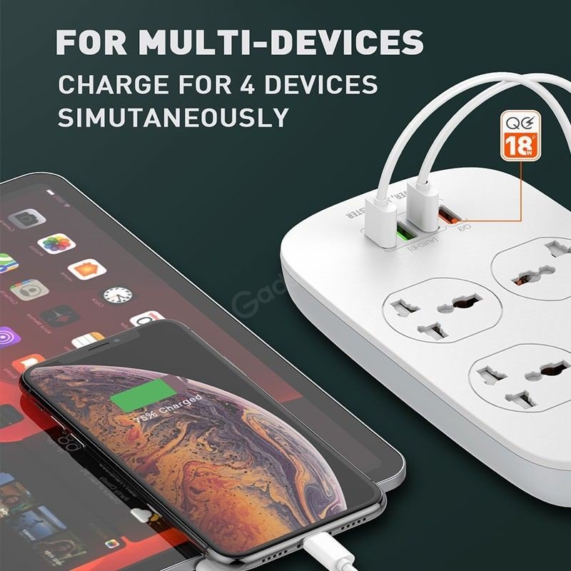 Ldnio Sc4407 Power Socket 4 Usb Charger With Power Extension Cord (4)