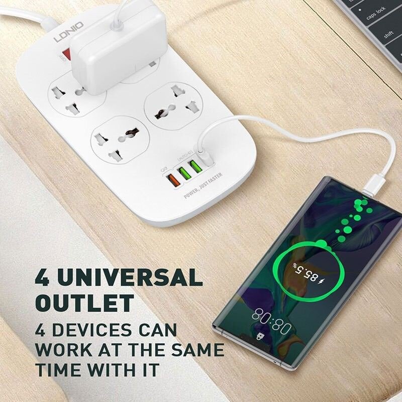 Ldnio Sc4407 Power Socket 4 Usb Charger With Power Extension Cord (5)