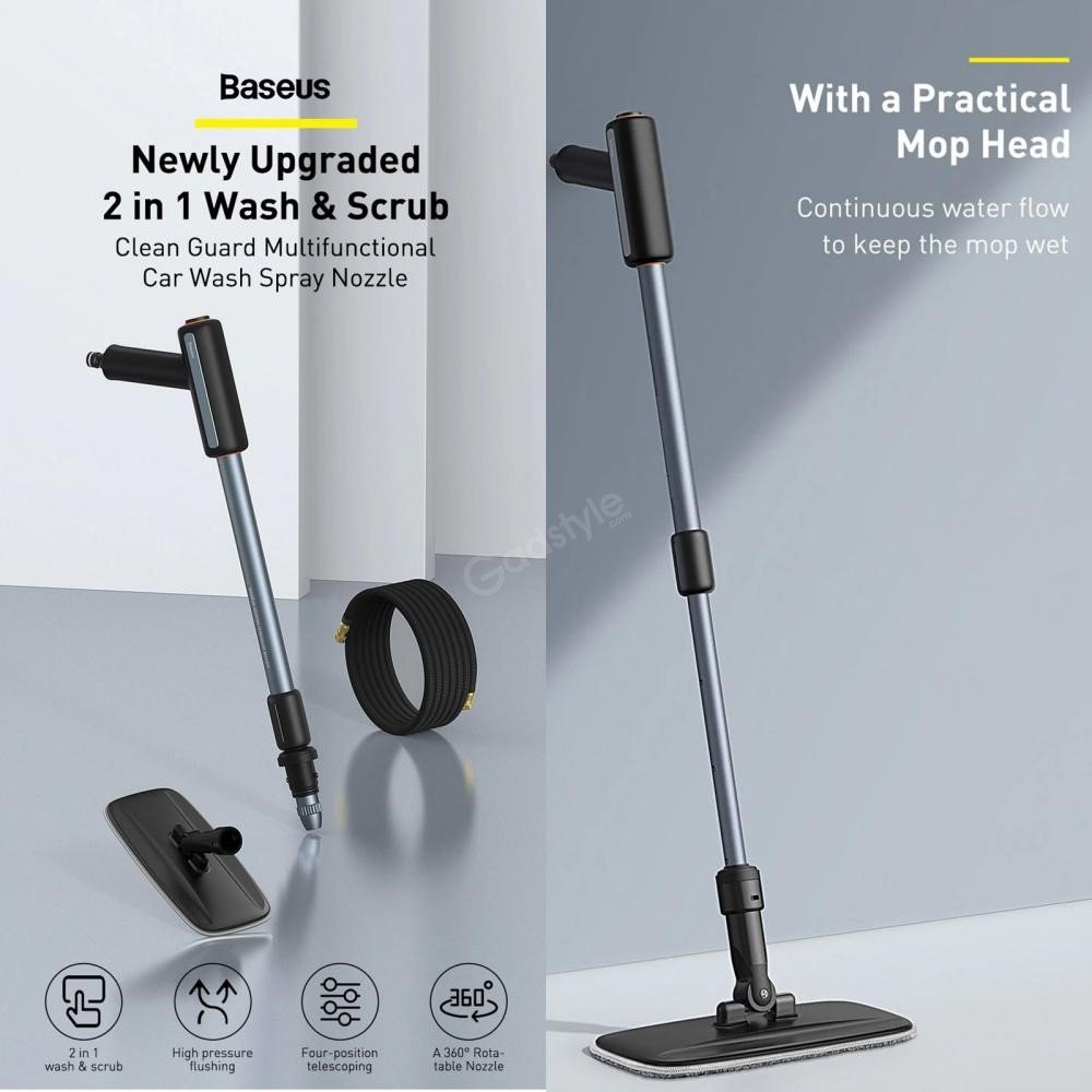 Baseus Car Washer Cleaner Spray Nozzle 2 In 1 Wash Scrub Tools (4)