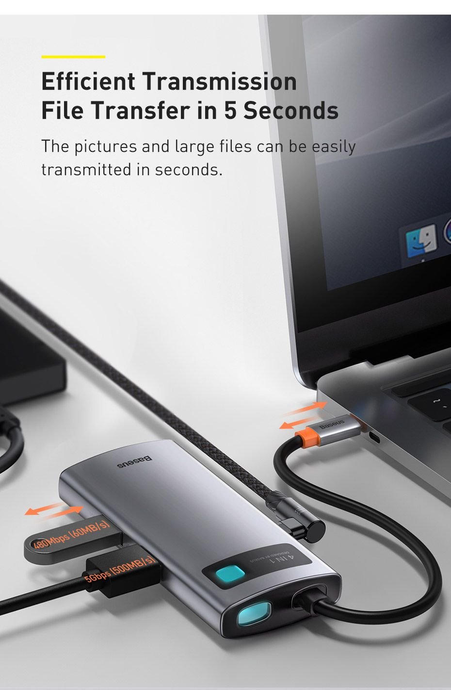 Baseus Metal Gleam Series 4 In 1 Multifunctional Type C Hub Docking Station (2)