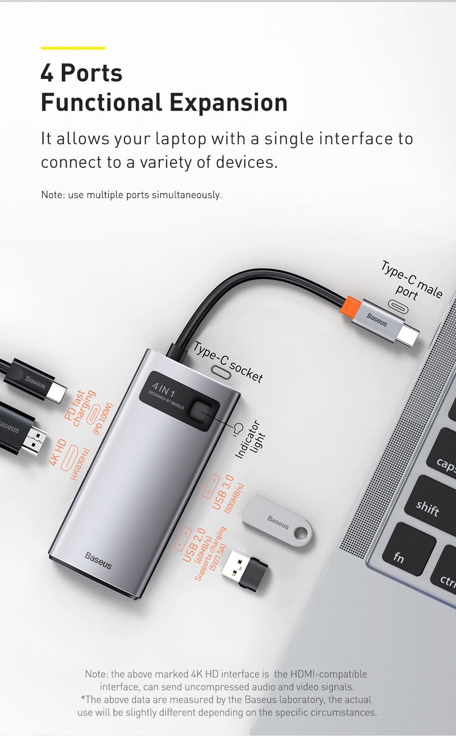 Baseus Metal Gleam Series 4 In 1 Multifunctional Type C Hub Docking Station (6)