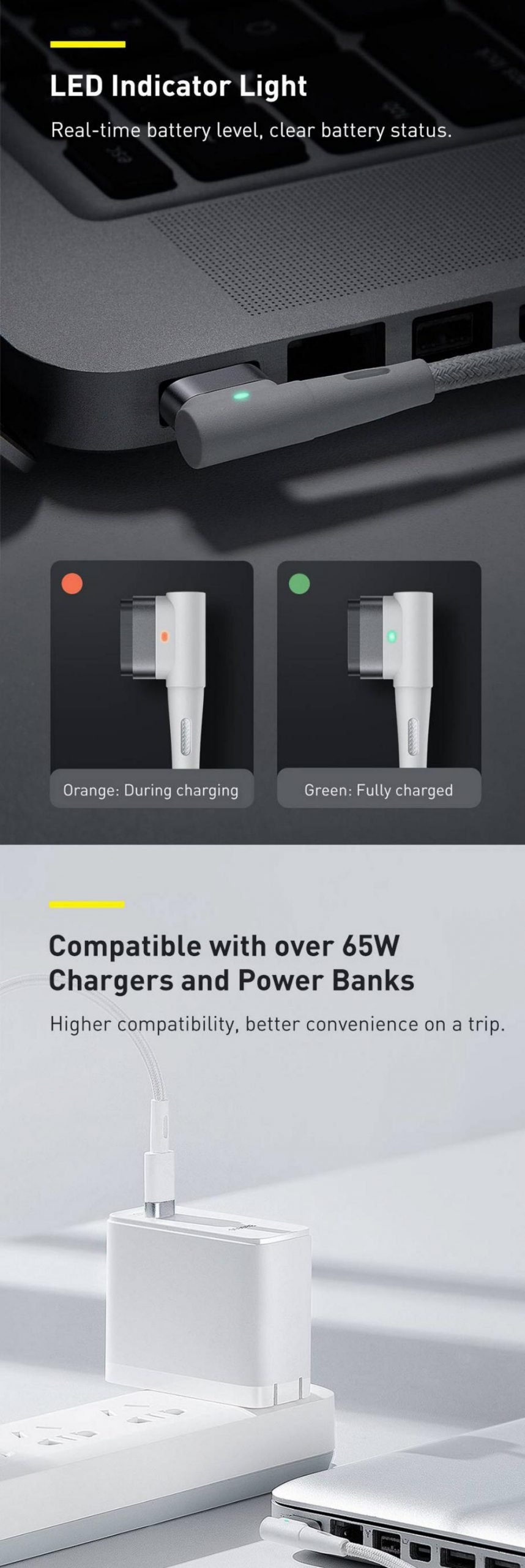 Baseus 60w Magnetic Type C To Lightning L Shaped Port For Macbook Air Macbook Pro (2)