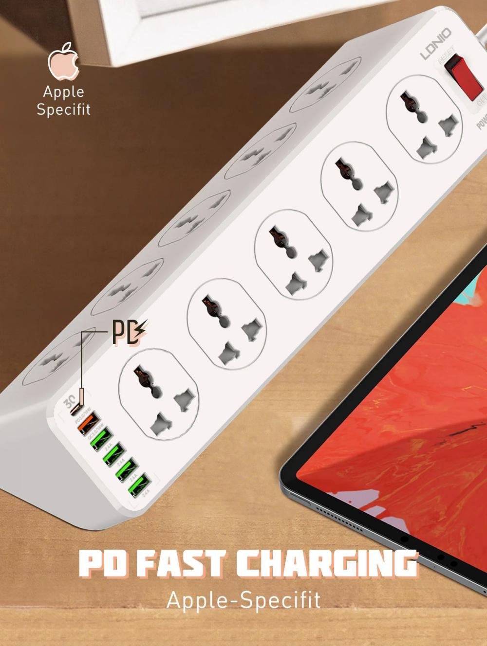 Ldnio Sc10610 30w 6 Port Usb Charger Power Strip (3)