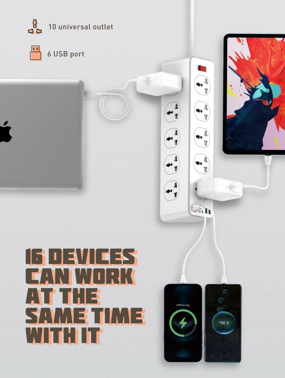 Ldnio Sc10610 30w 6 Port Usb Charger Power Strip (6)