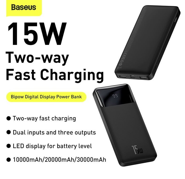 Baseus Bipow Digital Display 15w Power Bank 30000mah