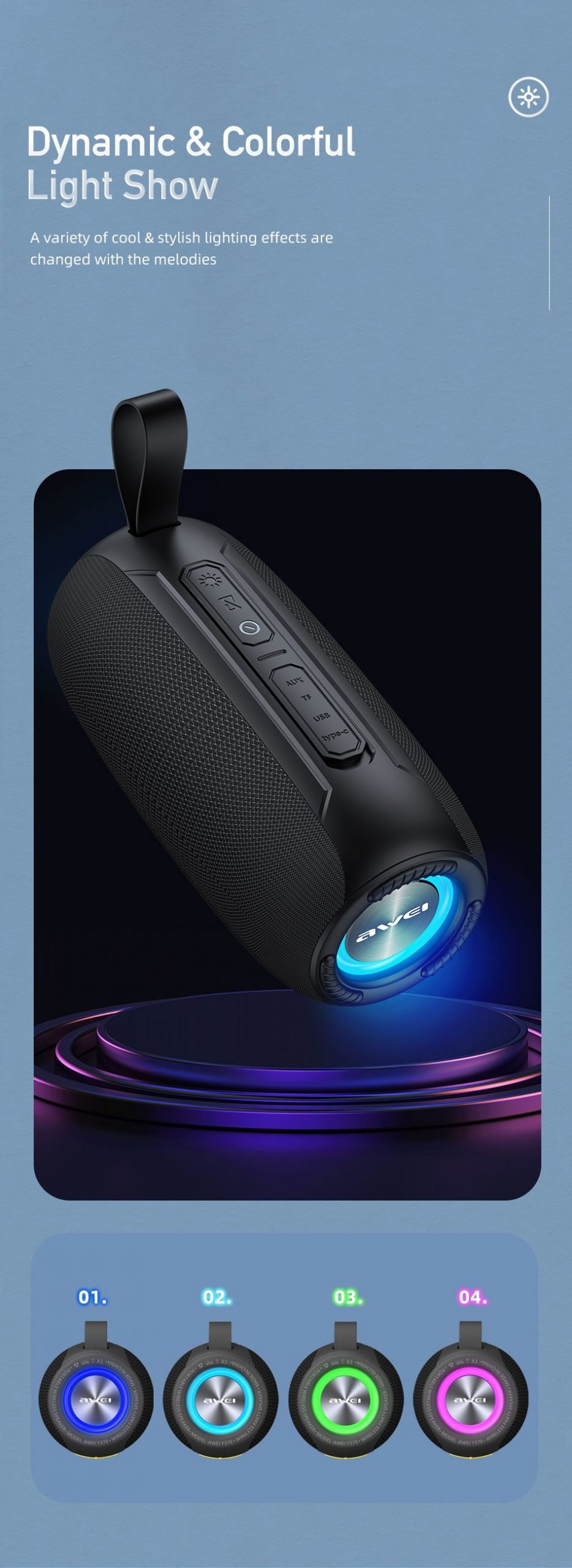 Awei Y370 Portable Bluetooth Wireless Ipx6 Speaker (2)