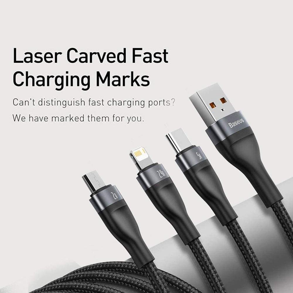 Baseus Flash Series One For Three Fast Charging Data Cable Usb To Mlc 66w (2)