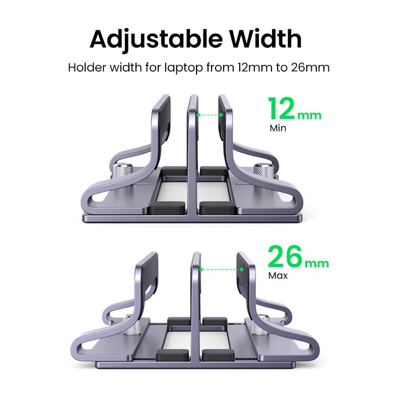 Ugreen Dual Slot Vertical Laptop Stand Aluminum Adjustable Stand Holder (1) 1