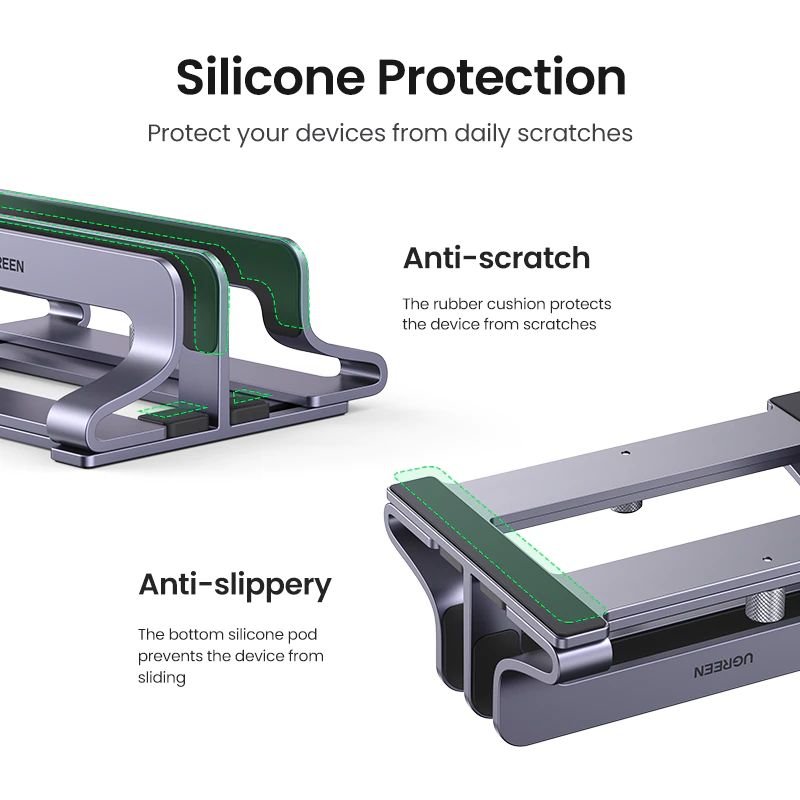 Ugreen Dual Slot Vertical Laptop Stand Aluminum Adjustable Stand Holder (3)