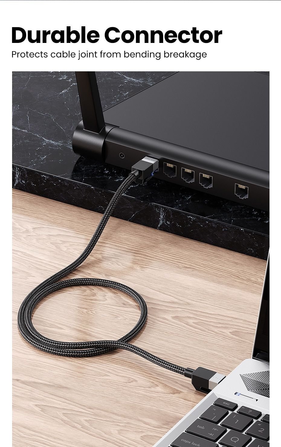Ugreen Ethernet Cable Cat8 40gbps 2000mhz Cat 8 Networking Nylon Braided Internet Lan Cord For Laptops Ps 4 Router Rj45 (1)