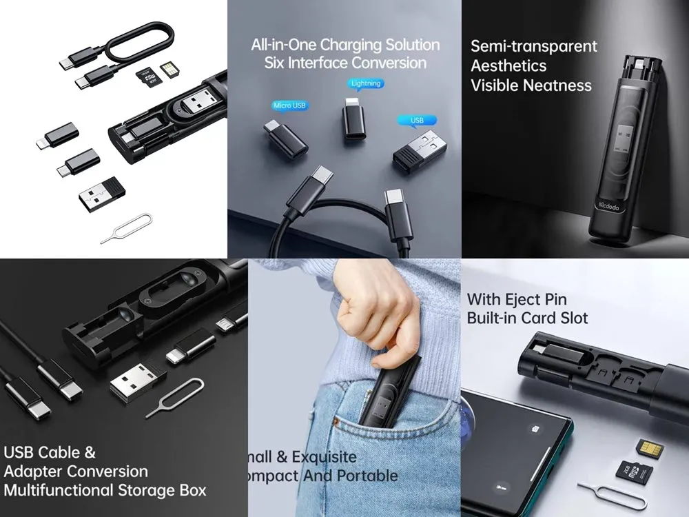 Mcdodo Wf 172 Usb Cable Adapter All In One Charging Conversion Suit For Android Ios 1