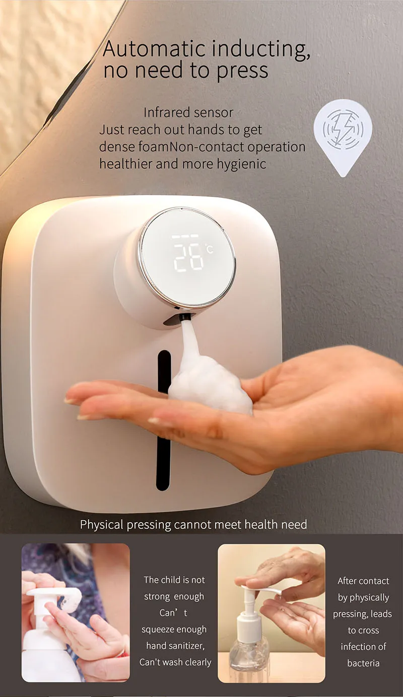 Xiaomi New Automatic Foam Soap Dispenser Wall Mount Smart Infrared Touchless Sensor (6)