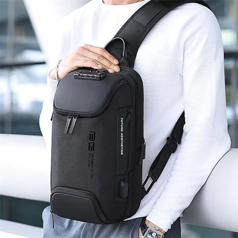 Bange Bg 7082 Anti Theft Tsa Lock Crossbody Bag Waterproof Chest Pack With External Usb Port (2)