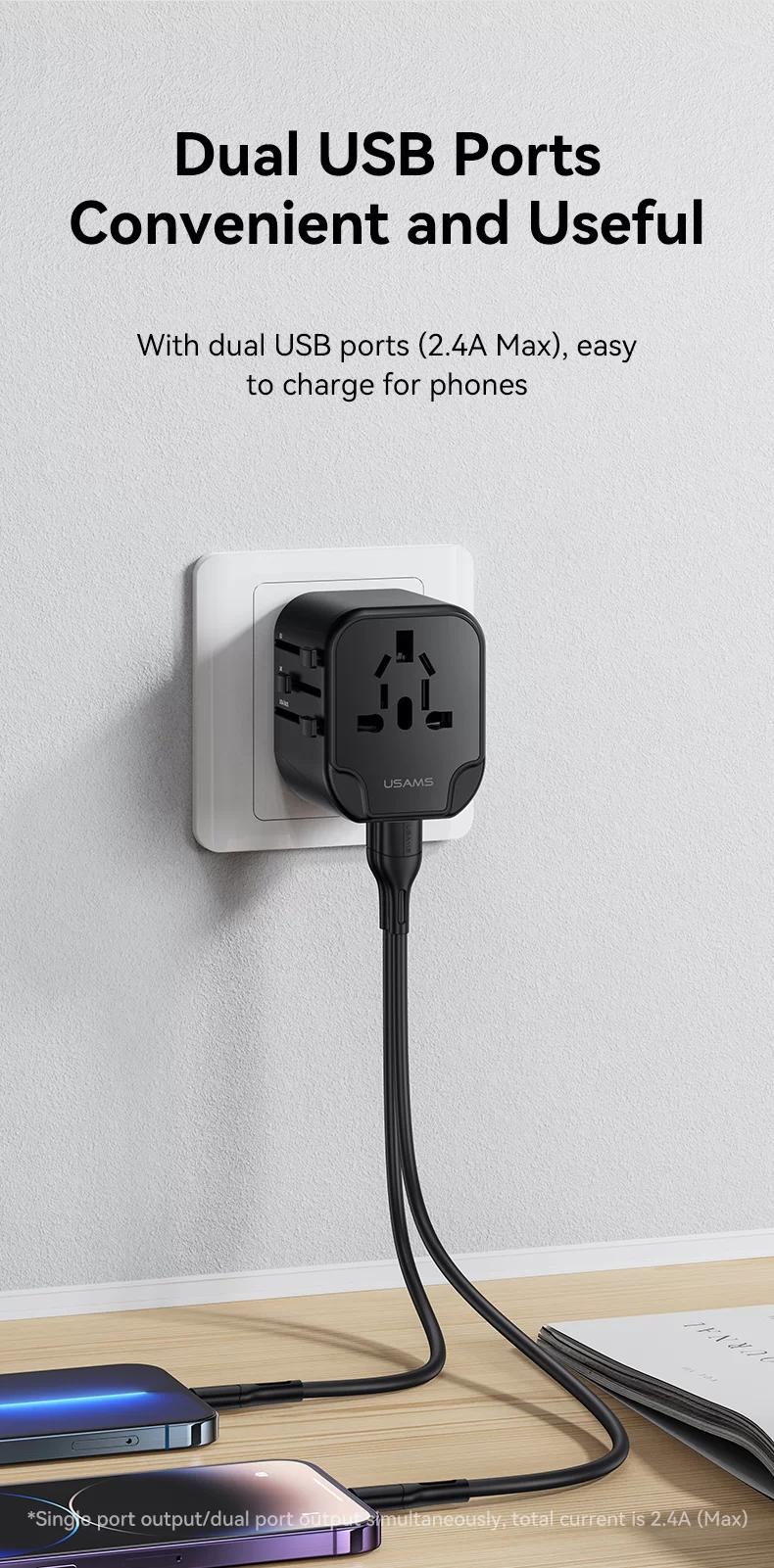 Usams Us Cc173 T55 12w Dual Usb Universal Travel Charger (3)