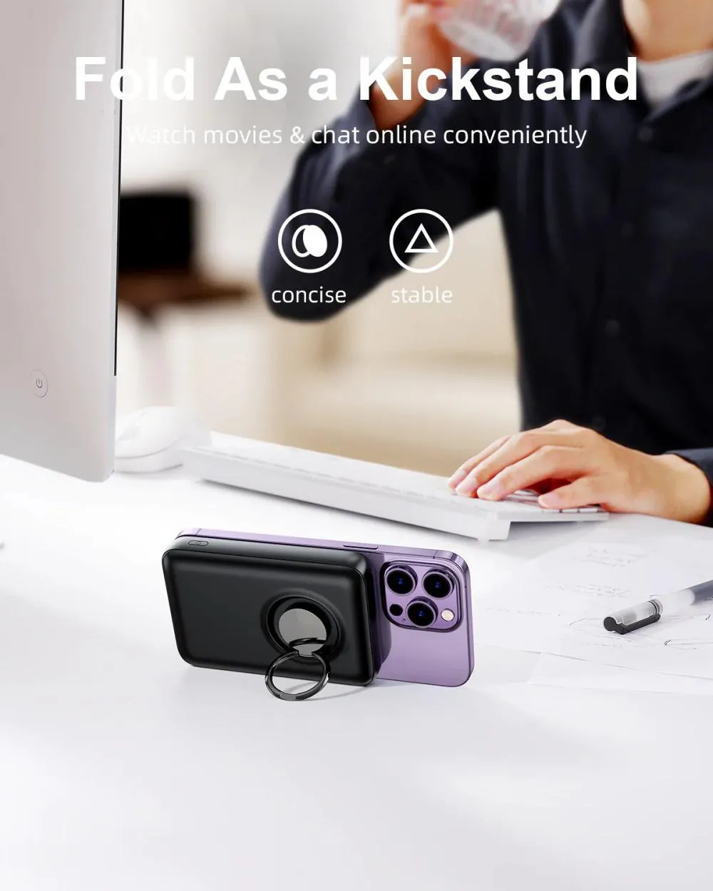 Joyroom Jr W050 20w Magnetic Wireless Power Bank With Ring Holder 10000mah (8)