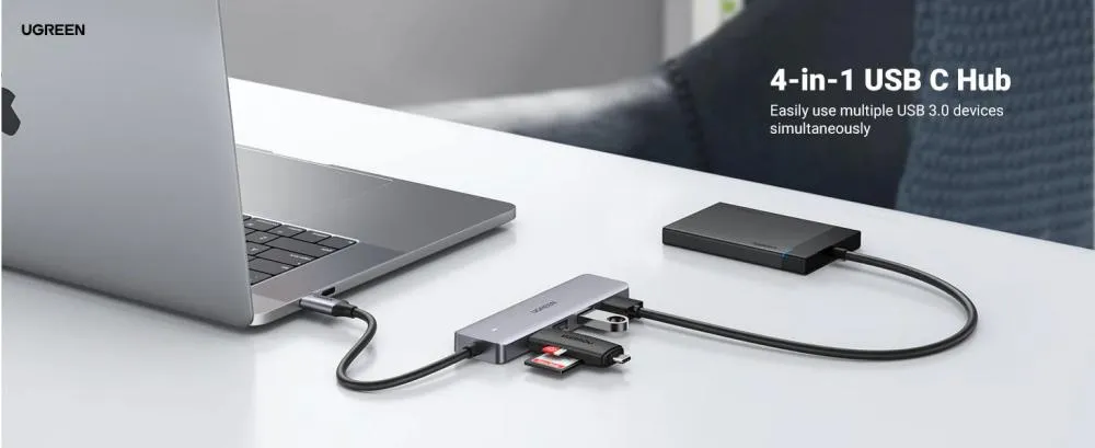 Ugreen Cm219 4 Port Usb 3 0 Hub With Usb C Power Supply (5)