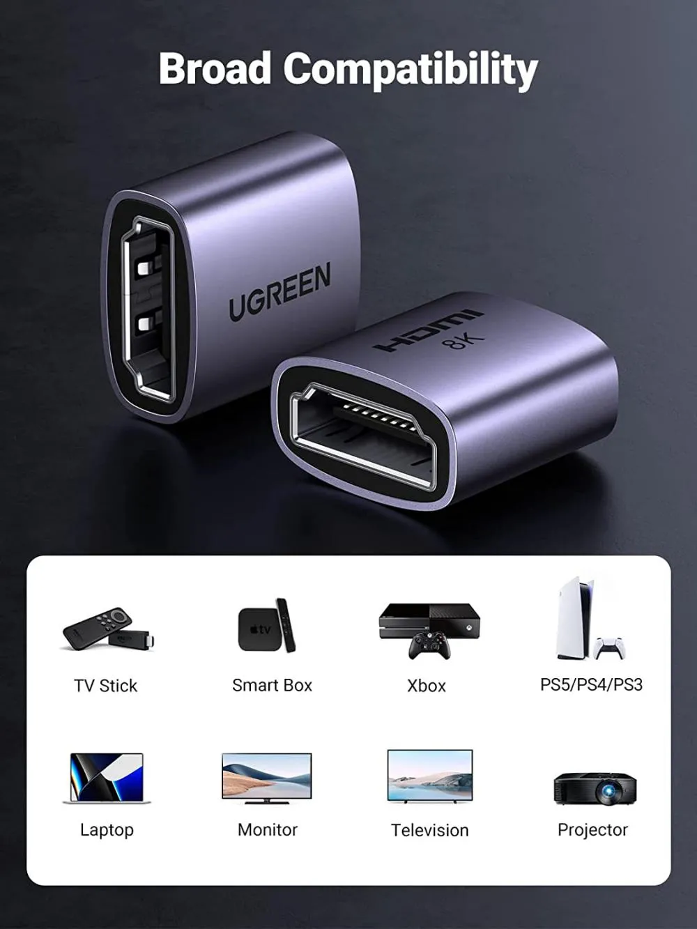 Ugreen 90592 Hdmi 8k 60hz Female To Female Adapter (4)