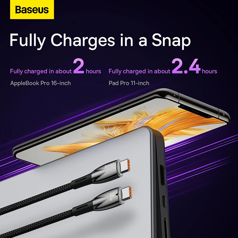 Baseus Glimmer Series 100w Type C To Type C Fast Charging Data Cable (3)