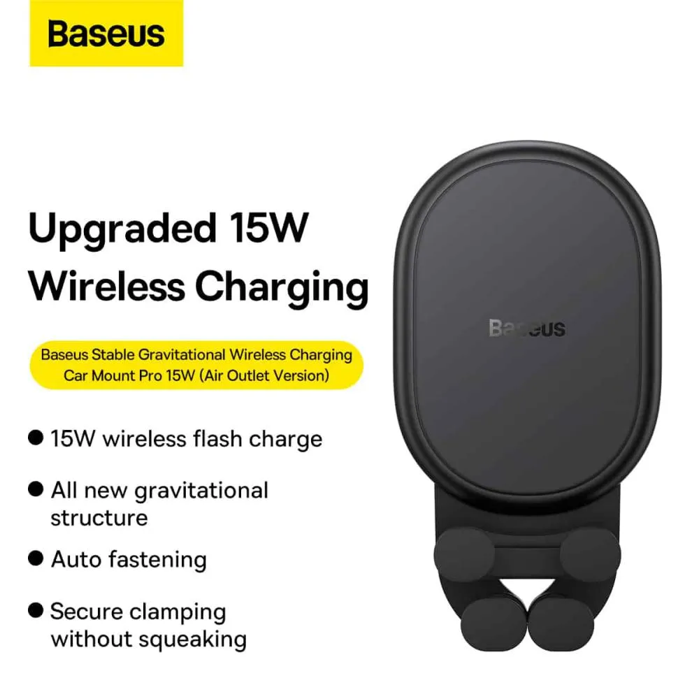 Baseus Stable Gravitational Wireless Charging Car Mount Pro 15w Air Outlet Version (3)