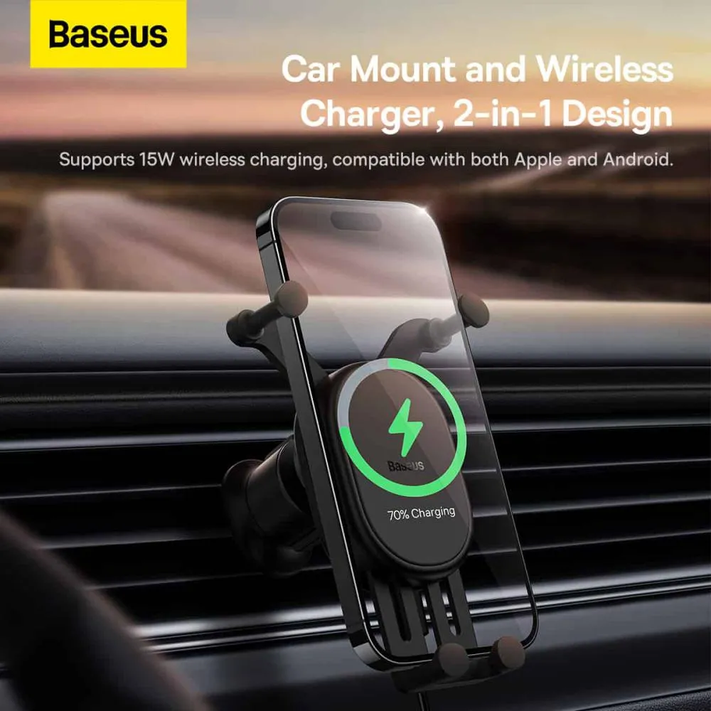 Baseus Stable Gravitational Wireless Charging Car Mount Pro 15w Air Outlet Version (4)