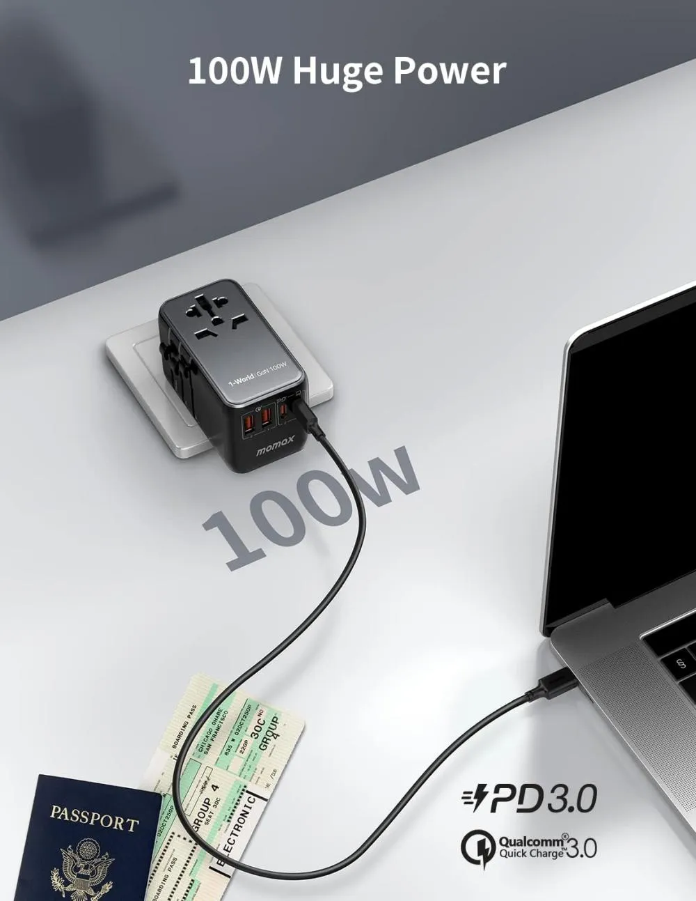 Momax 1 World Ua10 100w Gan 4 Ports Ac Travel Adapter (1)