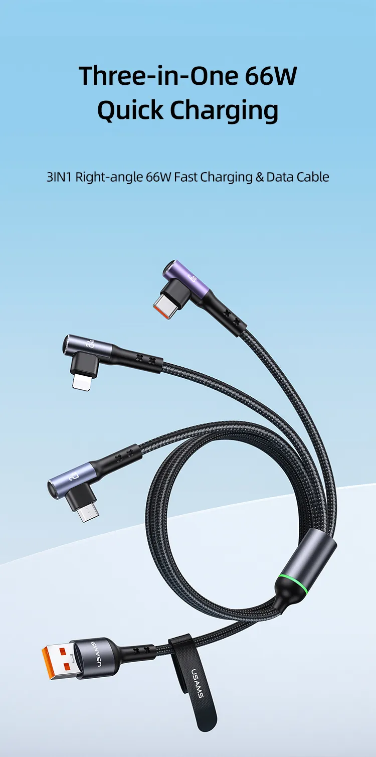 Usams Us Sj561 U80 3in1 Right Angle 66w Fast Charging Data Cable (1)