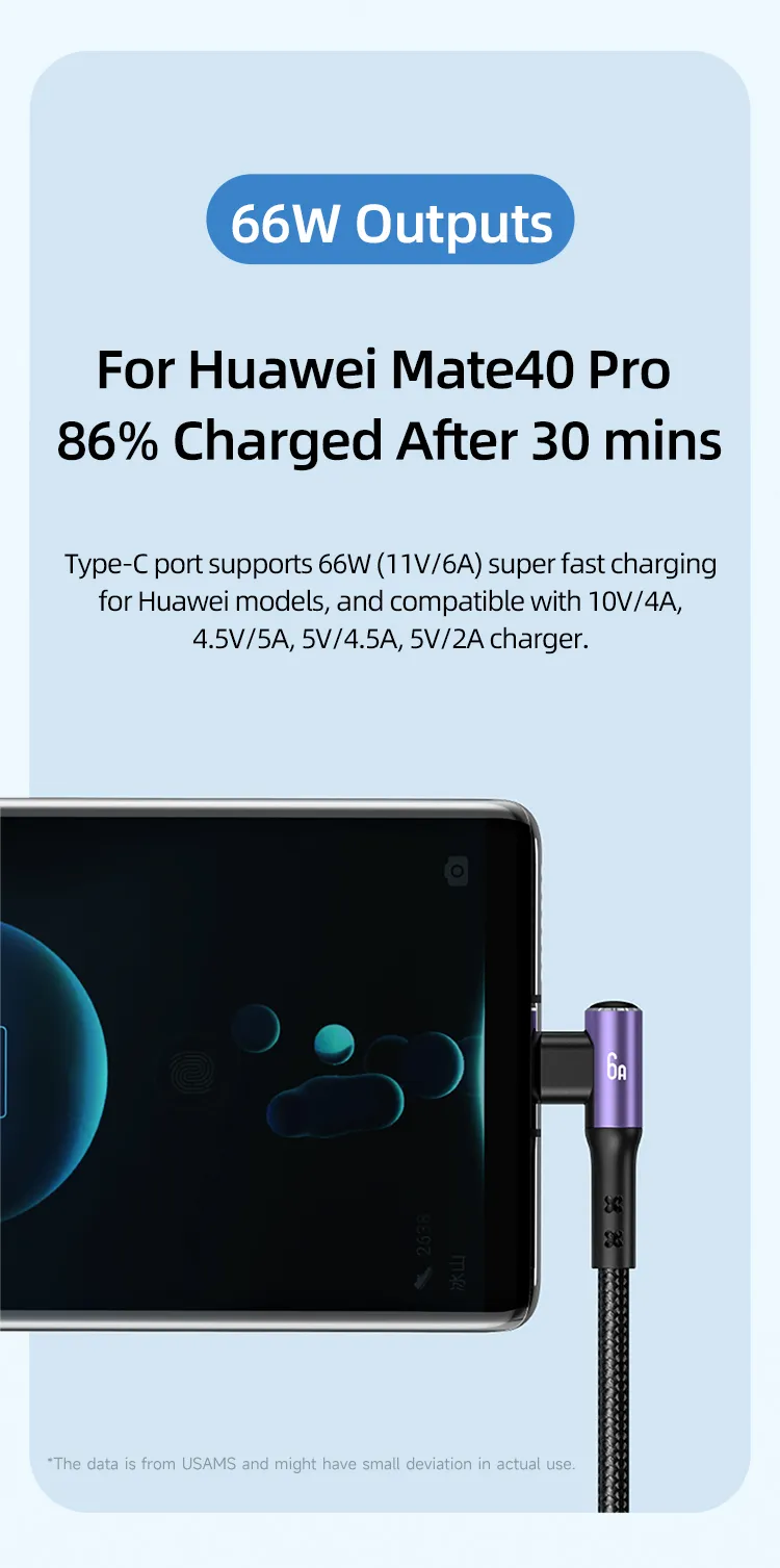Usams Us Sj561 U80 3in1 Right Angle 66w Fast Charging Data Cable (3)