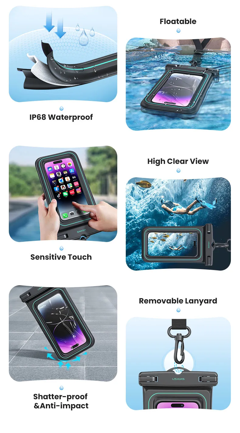 Usams Us Yd013 Ip68 Waterproof Case For 6 7″ Inch Phone (2)
