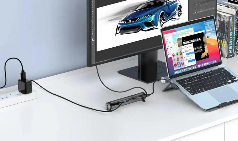 Wiwu A821ch Laptop Stand Hub 8 In 1 Usb C Docking Station Black (4)