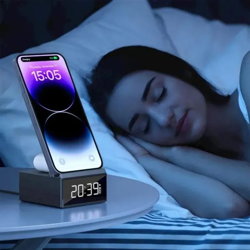 Wiwu Wi W011 Platinum 15w 3 In 1 Wireless Charger With Clock (7)