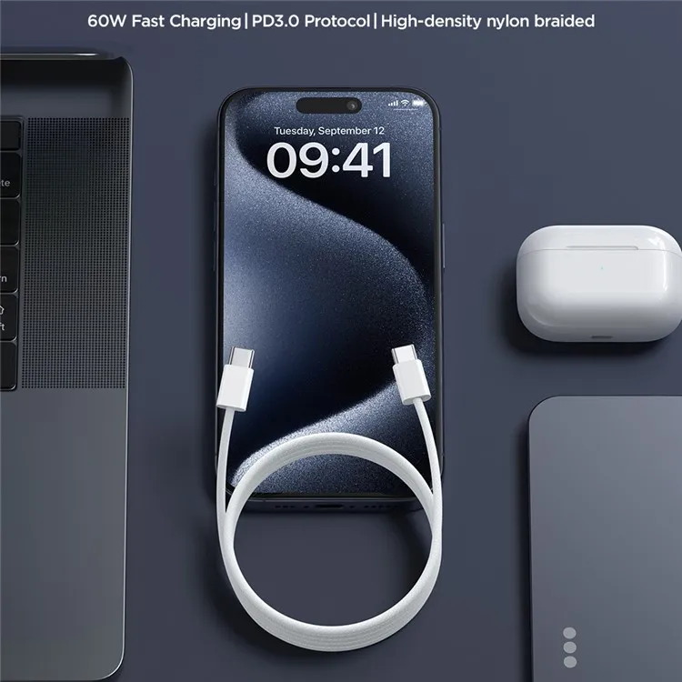Joyroom S A45 Ben Series Braided 60w Type C To Type C Fast Charging Data Cable 1m (3)