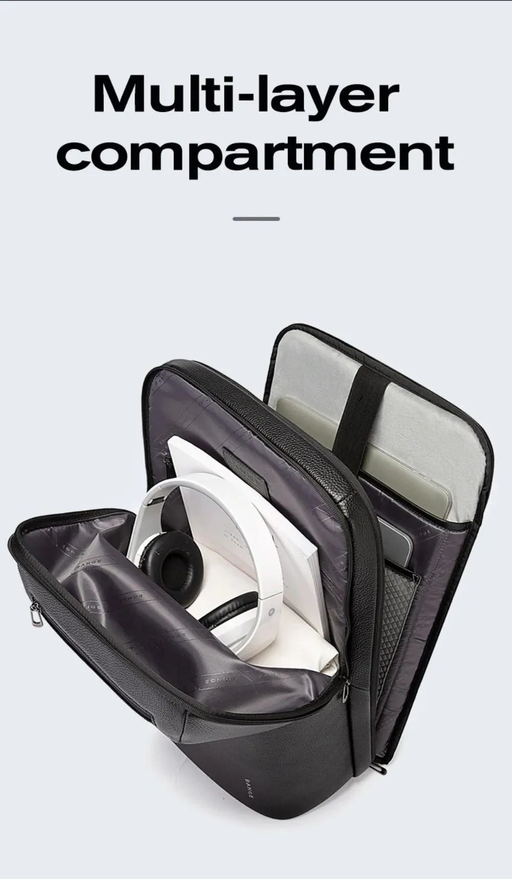 Bange 6623 Leather Anti Theft Backpack 16in Super Light (4)