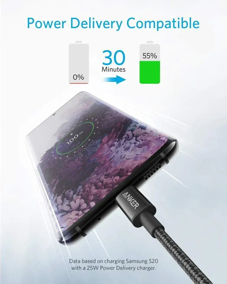 Anker 100w Type C To Type C Nylon Braided Cable 6ft A8757 (4)