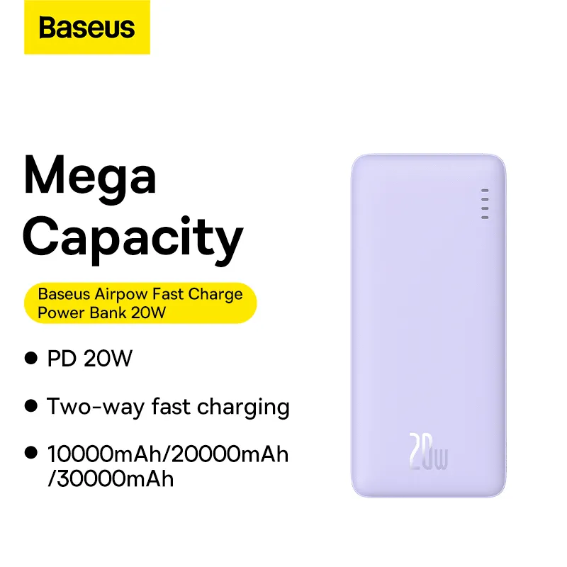 Baseus Power Bank 10000mah Airpow Fast Charge 20w Power Bank (2)