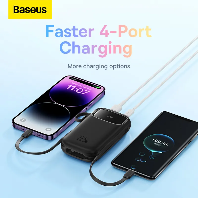 Baseus Power Bank 22 5w 10000mah Built In Lightning Type C Cable (5)