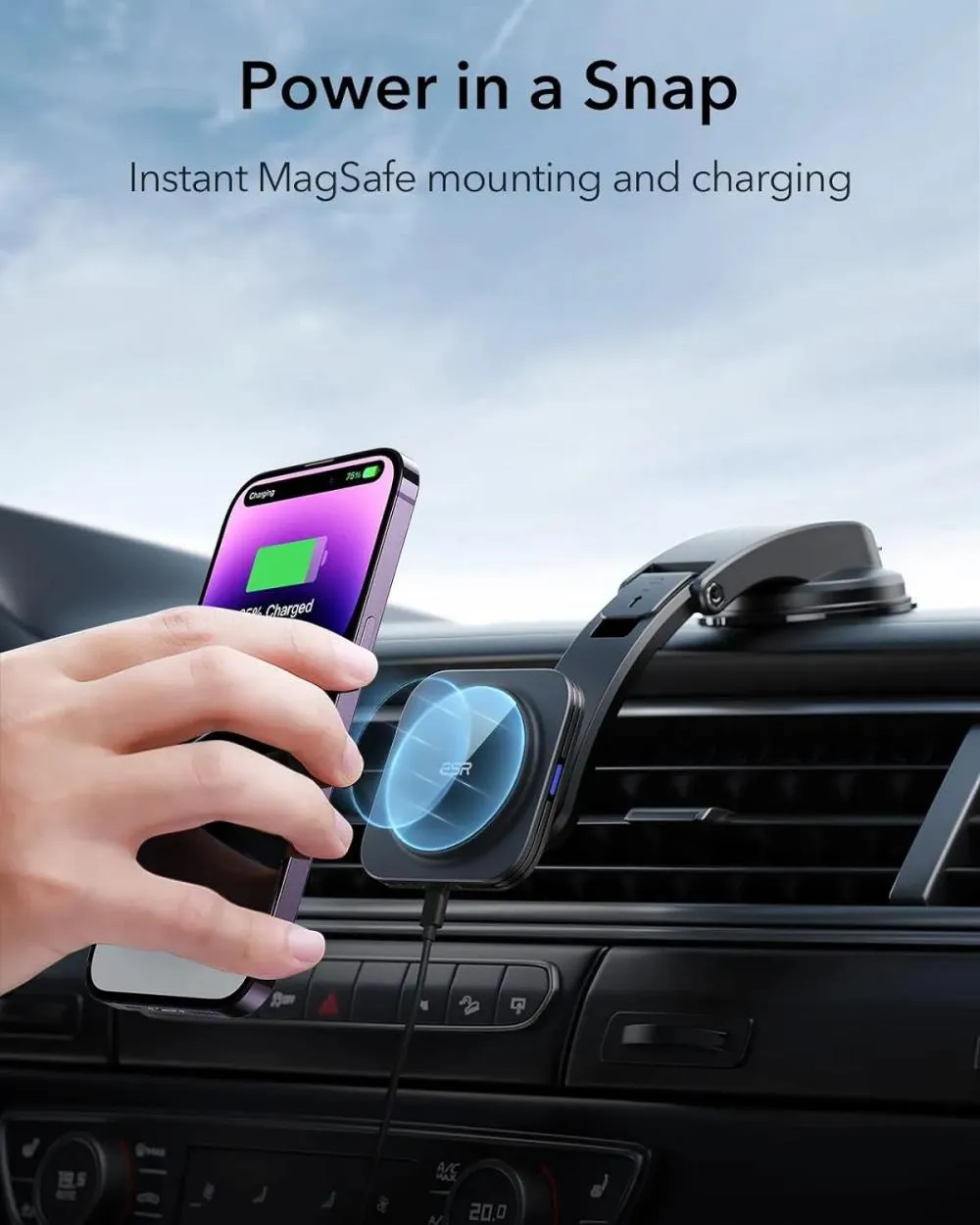 Esr Dashboard Wireless Charger With Low Profile Mounting Arm Halolock (3)