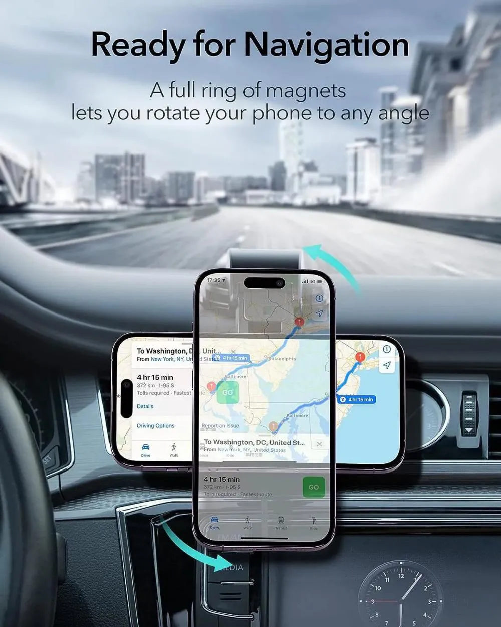Esr Dashboard Wireless Charger With Low Profile Mounting Arm Halolock (6)