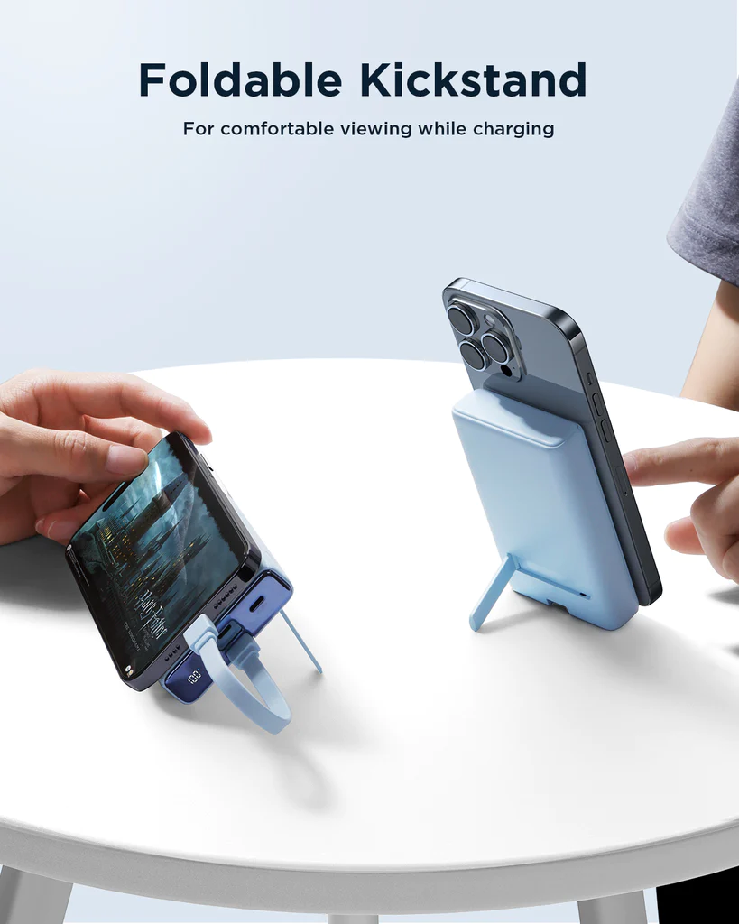Joyroom Jr Pbm01 20w Magnetic Wireless Power Bank With Built In Cable Kickstand 10000mah (2)