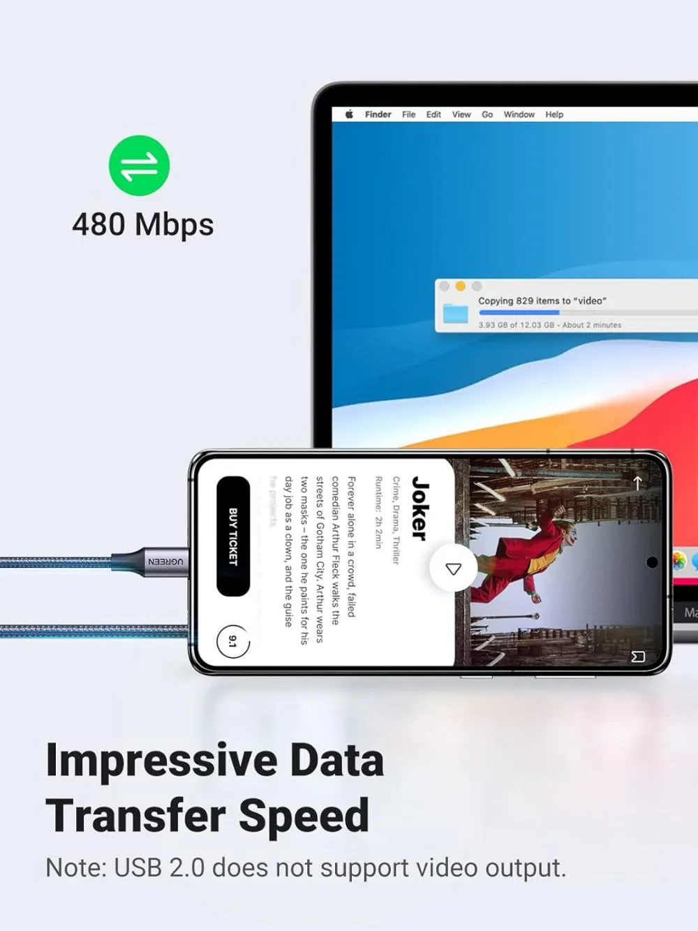Ugreen 60w Usb C To Usb Type C Cable 3a 1m (3)