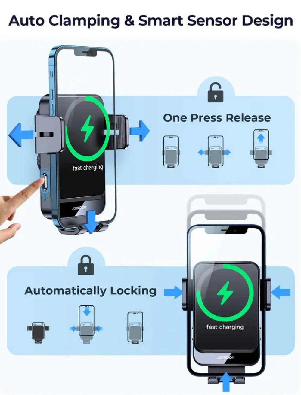 Joyroom Jr Zs219 Qi 15w Three Axis Electric Wireless Car Charger Holder Mount (4)