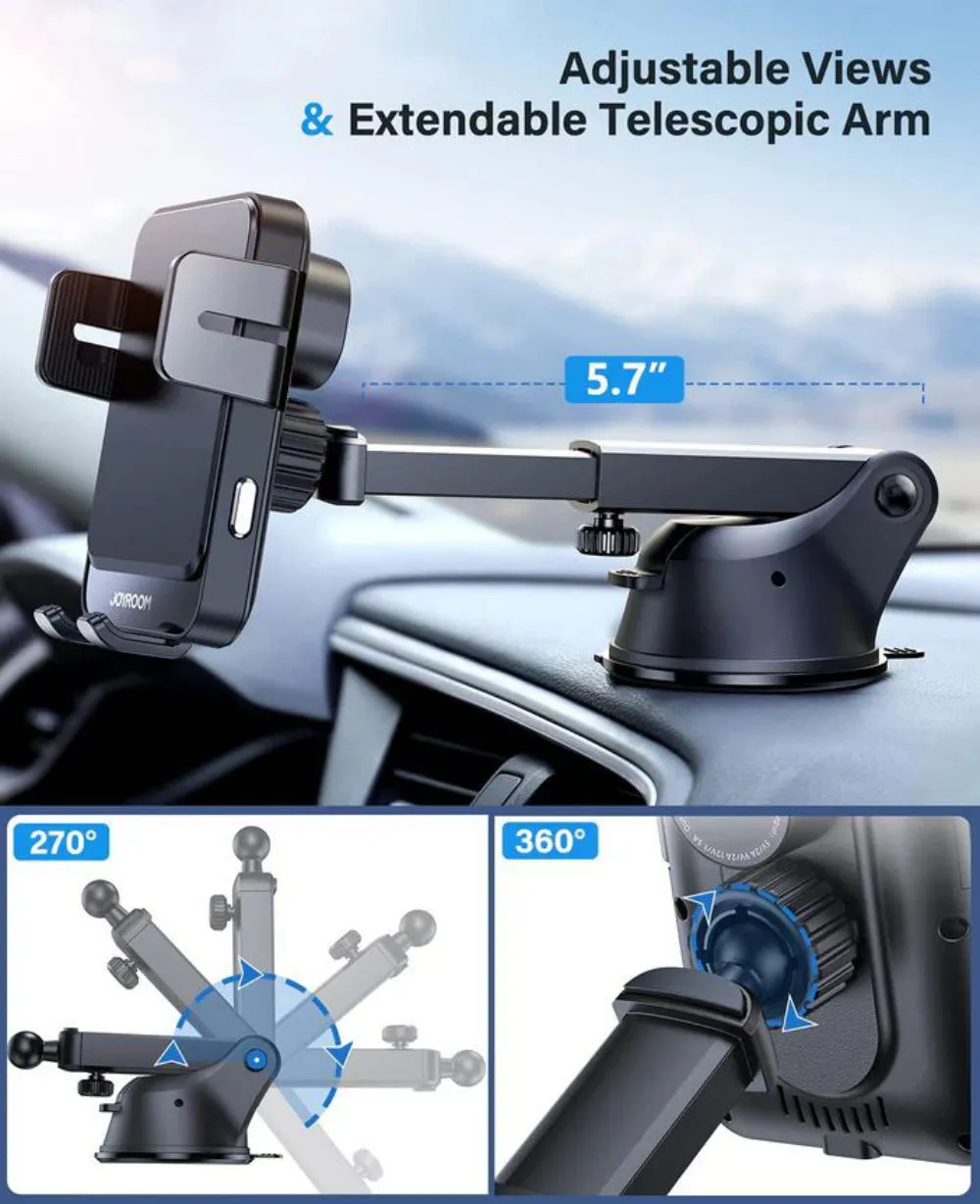Joyroom Jr Zs219 Qi 15w Three Axis Electric Wireless Car Charger Holder Mount (6)