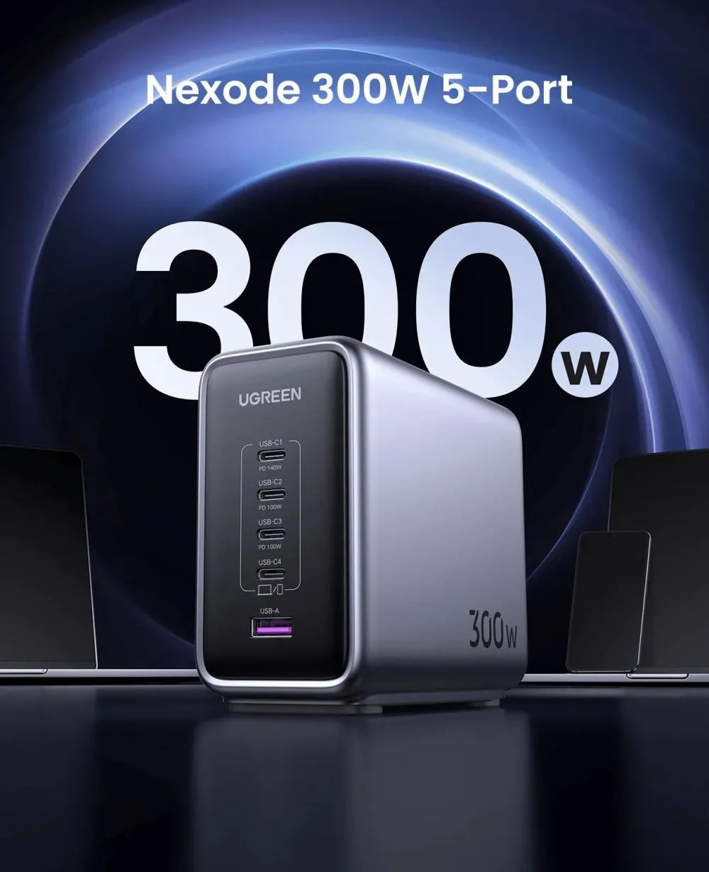 Ugreen Nexode 300w Usb C Gan Charger 5 Ports Desktop Charging Station (2)
