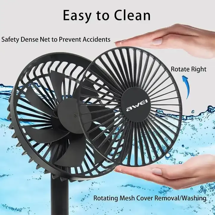 Awei F29 Mini Desktop Oscillating Rechargeable Fan (2)