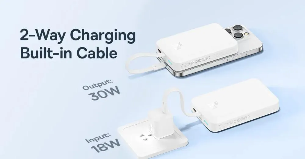 Baseus Magnetic Mini 30w 10000mah Wireless Power Bank With Built In Usb C Cable (6)