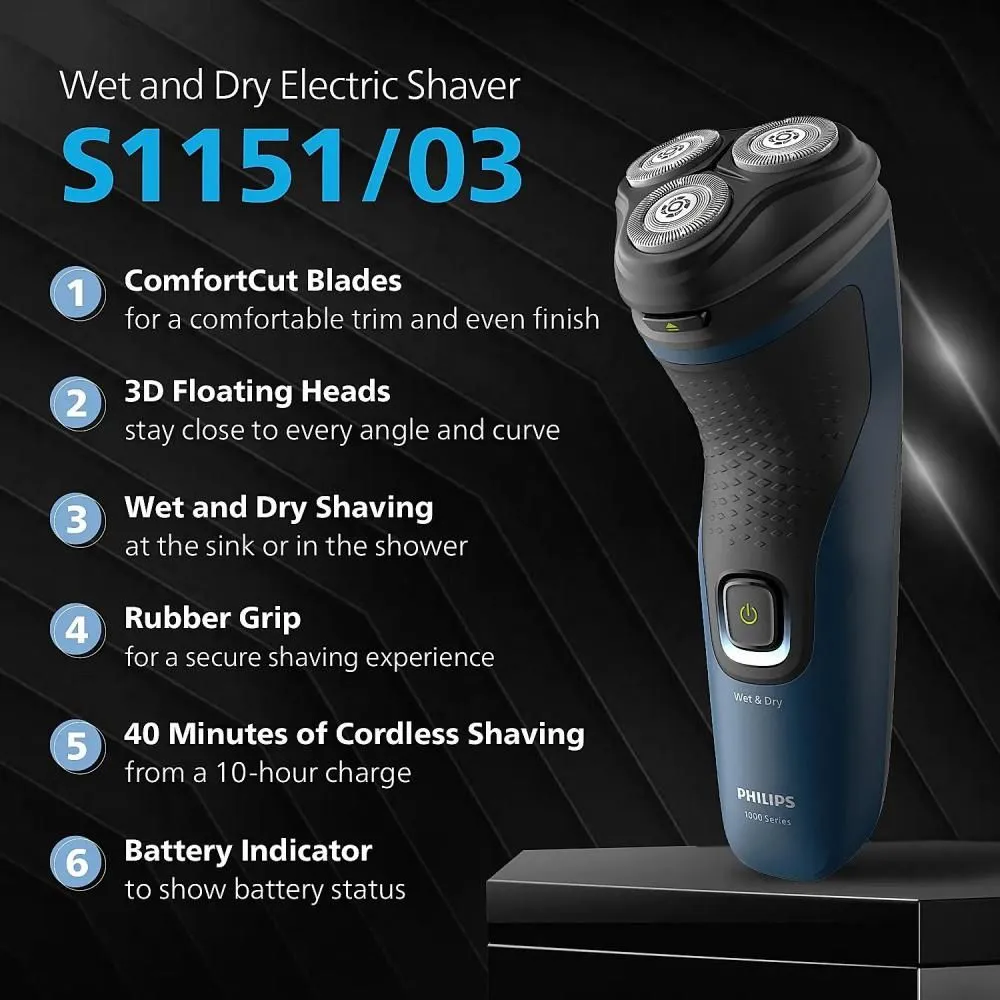 Philips S1151 03 Electric Shaver Wet (5)