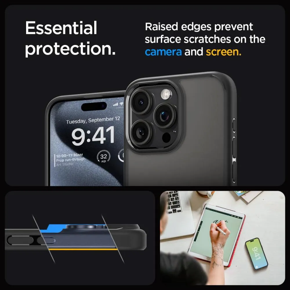 Spigen Ultra Hybrid Matte Frost Black Case For Iphone 15 Pro Iphone 15 Pro (