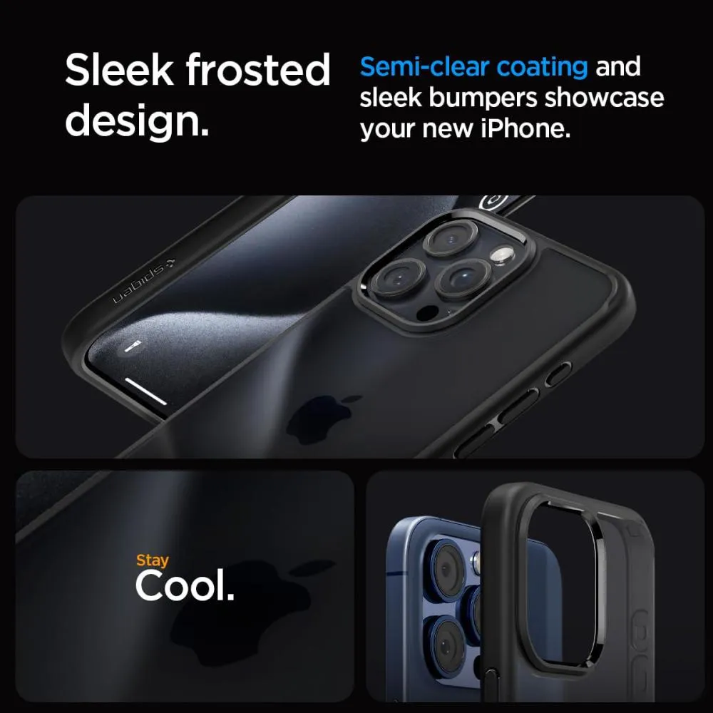 Spigen Ultra Hybrid Matte Frost Black Case For Iphone 15 Pro Iphone 15 Pro (1)